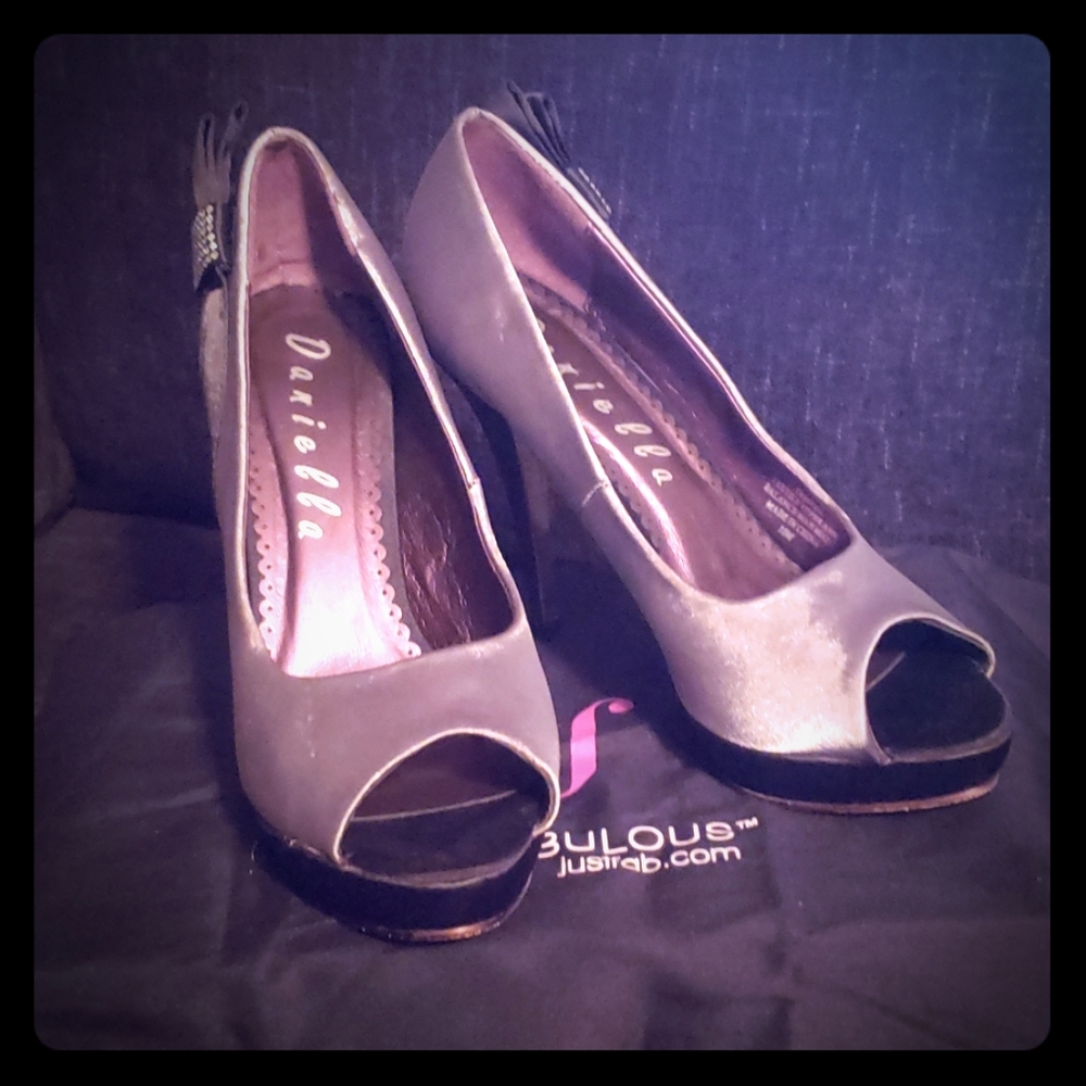 Black/Grey Suede Evening Heels